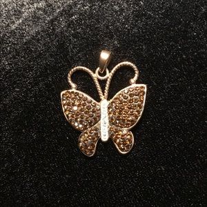 Rose Gold Finish Chocolate CZ Butterfly Pendant